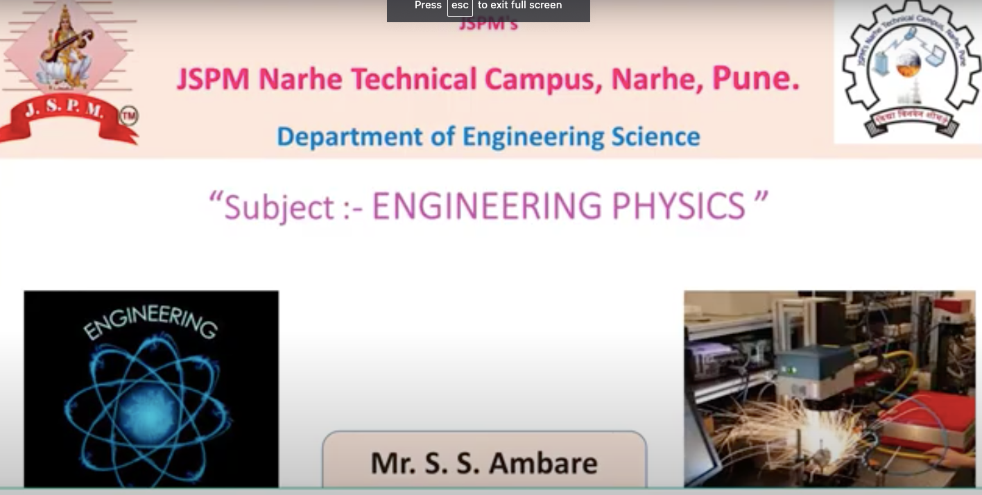 Engineering Physics Lecture by Mr S. S. Ambare